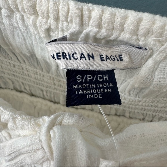 American Eagle AE Smocked Ruffle Crop Tank Top in White. NWT. Women’s Small - Picture 4 of 14